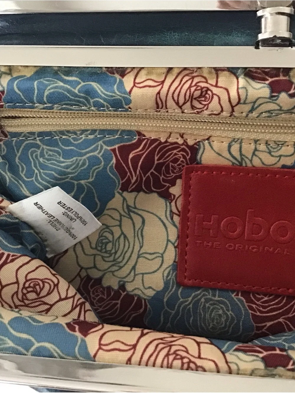 HOBO Lauren Clutch Leather Wallet Forest Green W/clasp & Magnetic Closure